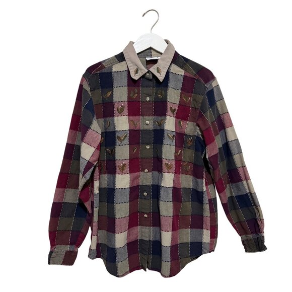 Bobbie Brooks Womens Fall Shirt Embroidered Leaves Long Sleeve Size XL/16-18 - Picture 2 of 12